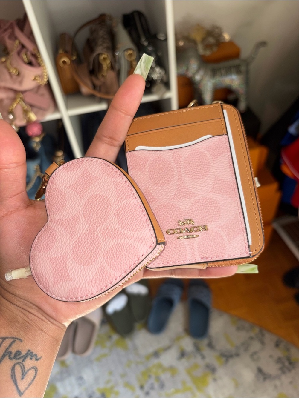 Coach Powder Pink Wallet & Charm BUNDLE